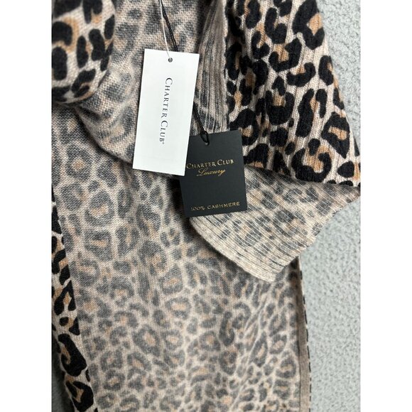 Charter Club Women's 100% Cashmere Leopard Print Luxury Soft Scarf One Size NWTs - Picture 7 of 7
